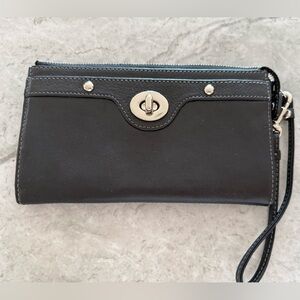Coach Black Leather Wristlet/Wallet
